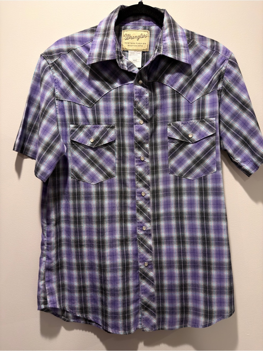 Wrangler Purple Plaid Short-Sleeve Western Shirt